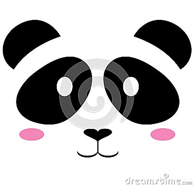 Vector cute panda bear with heart nose. Vector Illustration