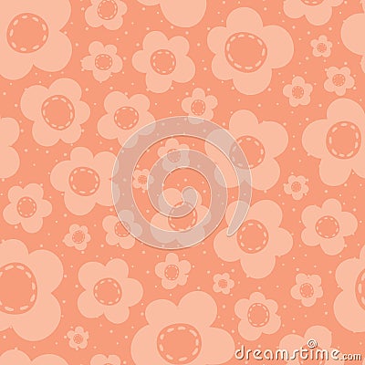 Vector Cute Peach Flowers Seamless Pattern Stock Photo