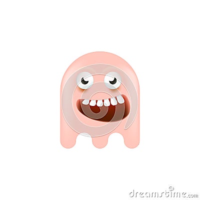 vector cute pink ghost isolated on white Vector Illustration