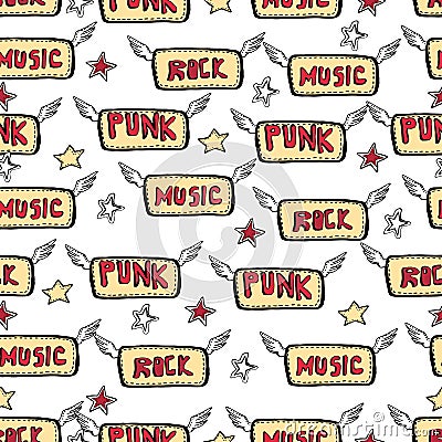 Vector cute rock and roll abstract background. Vector Illustration
