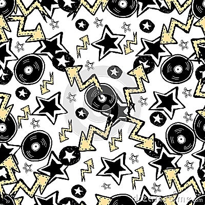 Vector cute rock and roll abstract background. Vector Illustration