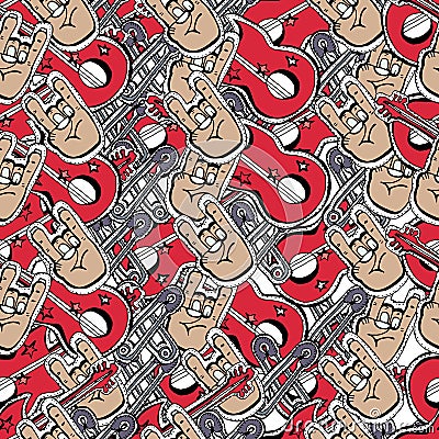 Vector cute rock and roll abstract background. Vector Illustration
