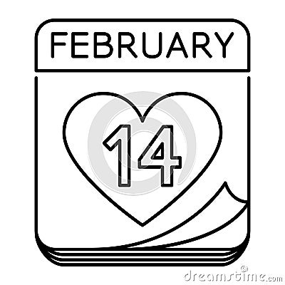 Vector Cute Saint Valentine Calendar Icon Vector Illustration