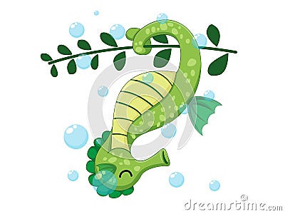 Vector cute seahorse isolated on white background. Sea animal vector illustration Vector Illustration