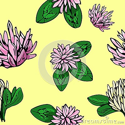 Vector cute seamless pattern. Bright summer clover Vector Illustration