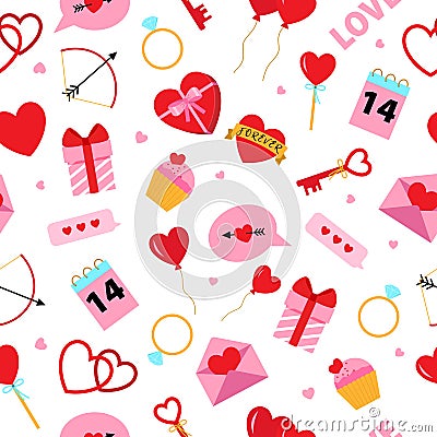 Vector cute seamless pattern for Happy Valentines day Vector Illustration