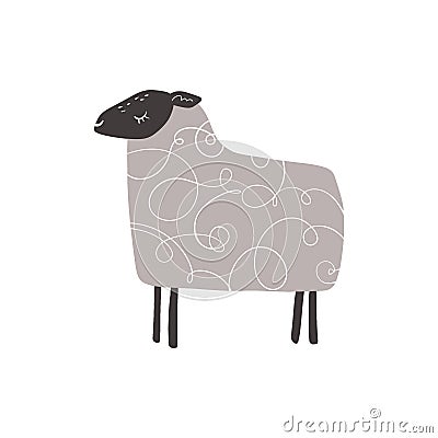 Vector cute simple sheep art illustration Cartoon Illustration