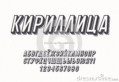 Vector cyrillic bold alphabet 3d modern slanted style Vector Illustration