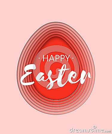 Happy easter greeting card or poster template, paper art style Vector Illustration