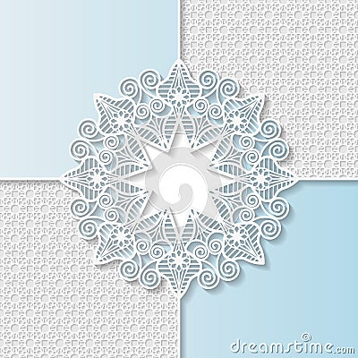 Vector 3D background, festive pattern embossing, alace paper card Vector Illustration