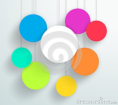 Vector 3d Blank Colorful Circle Frames Hanging Design Vector Illustration