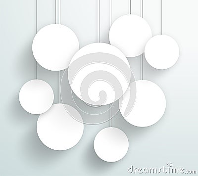 Vector 3d Blank White Circle Frames Hanging Design Vector Illustration