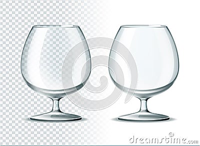 Vector 3d brandy cognac whiskey glass goblet Vector Illustration