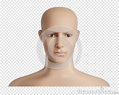 Vector 3d human model with face, feamale or male head mockup. Vector Illustration