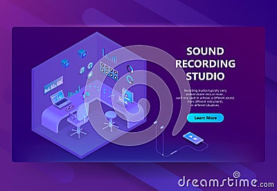 Vector 3d isometric site for sound recording studio Vector Illustration