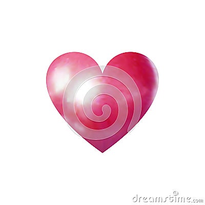 Vector 3D Pearly Heart, Bright Pink Love Symbol Isolated. Vector Illustration