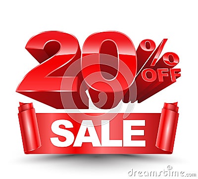 Vector 3d 20 percent off red Vector Illustration