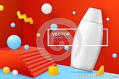 Vector abstract corner scene with shampoo bottle Vector Illustration