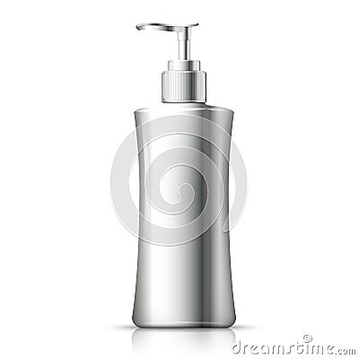 Vector 3d realistic aluminum bottle with pump cap Vector Illustration