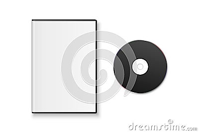 Vector 3d Realistic Black CD, DVD with Plastic Cover, Envelope, Case Isolated. CD Box, Packaging Design Template for Vector Illustration