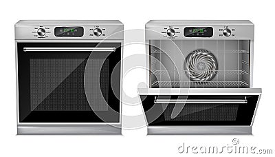 Vector 3d realistic compact built-in oven Vector Illustration