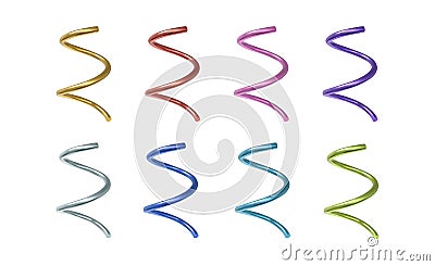 Vector 3d realistic geometric objects. Isolated metallic colorfus helix shapes Vector Illustration