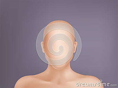 Vector 3d realistic human model, head without face Vector Illustration