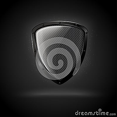 Vector 3d realistic luxury dark carbon shield Vector Illustration