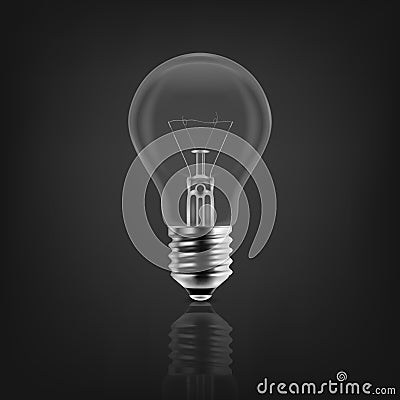 Vector 3d Realistic Off Light Bulb Icon Closeup Isolated on White Background with Reflection. Glowing Incandescent Vector Illustration