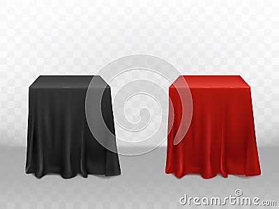 Vector 3d realistic red, black silk tablecloth Vector Illustration