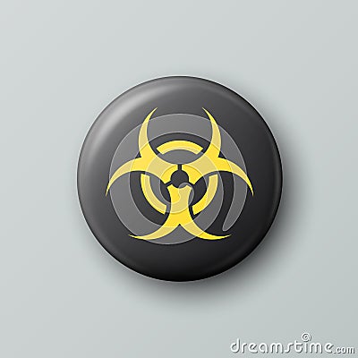 Vector 3d Realistic Round Yellow and Black Warning, Danger Biohazard, Bioweapon Nuclear Symbol Isolated. Radioactive Vector Illustration