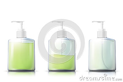 Vector shampoo pump bottle with liquid gel inside Vector Illustration