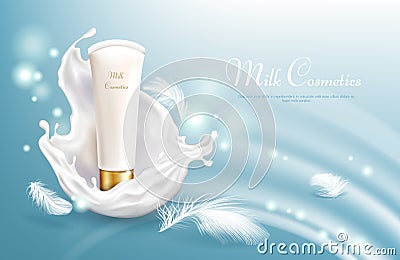 Vector 3d realistic soft milk cosmetic mockup Vector Illustration