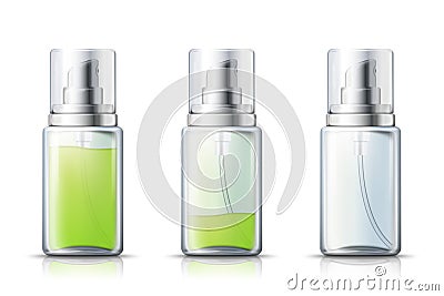 Vector 3d realistic spray bottle liquid gel inside Vector Illustration