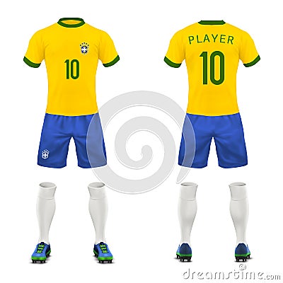 Vector 3d realistic uniform of Brasil football player Vector Illustration