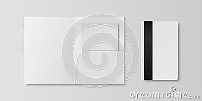 Vector 3d Realistic White Guest Room, Plastic Hotel Apartment Keycard Template with Paper Cover Case, Wallet. Design Vector Illustration