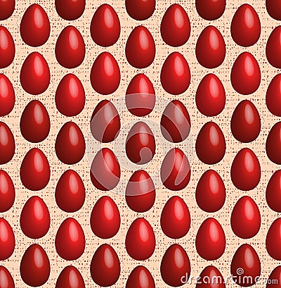 Vector 3D red dyed easter eggs on cream seamless pattern Vector Illustration