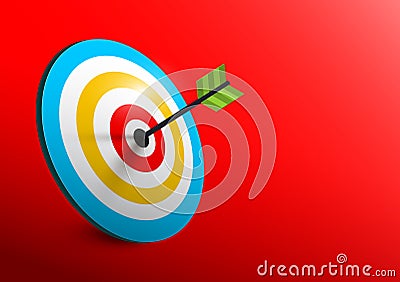 Vector 3d Target - Bullseye with Arrow Vector Illustration