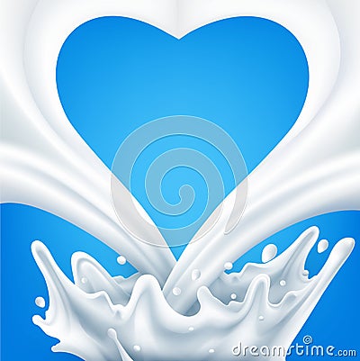 Vector. Dairy splash on a blue background Vector Illustration