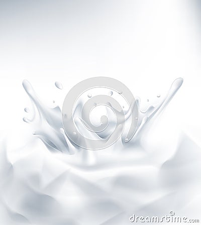 Vector. Dairy splash on a grey background Vector Illustration