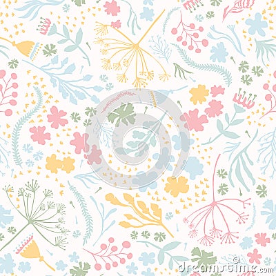 Vector daisy flower meadow. Hand drawn seamless vector pattern Stock Photo