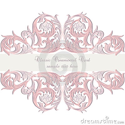 Vector Damask Baroque Ornamental Card Vector Illustration