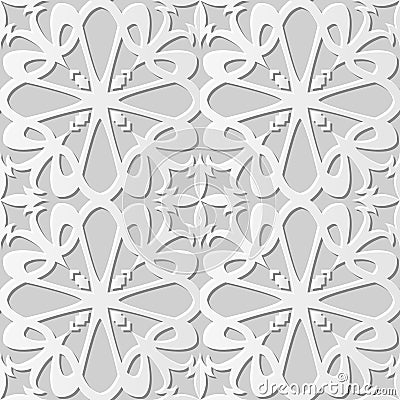 Vector damask seamless 3D paper art pattern background 089 Curve Cross Kaleidoscope Vector Illustration