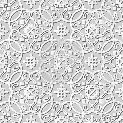 Vector damask seamless 3D paper art pattern background 097 Curve Cross Spiral Vector Illustration