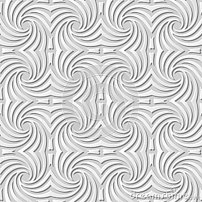 Vector damask seamless 3D paper art pattern background 076 Spiral Cross Curve Vector Illustration