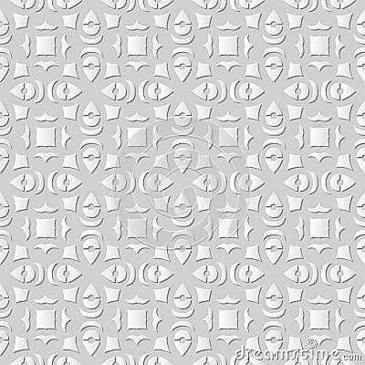 Vector damask seamless 3D paper art pattern background 139 Square Curve Geometry Vector Illustration