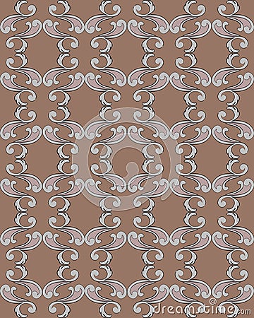 Vector damask seamless pattern background spiral curve cross feather frame Vector Illustration