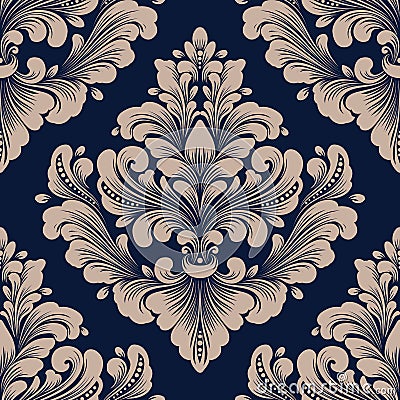 Vector damask seamless pattern element. Classical luxury old fashioned damask ornament, royal victorian seamless texture Vector Illustration