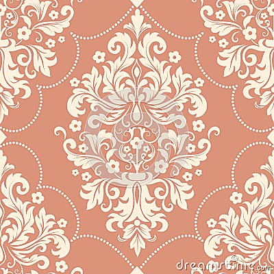 Vector damask seamless pattern element. Classical luxury old fashioned damask ornament, royal victorian seamless texture Vector Illustration