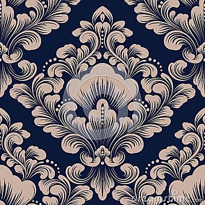 Vector damask seamless pattern element. Classical luxury old fashioned damask ornament, royal victorian seamless texture Vector Illustration